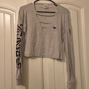 PINK long sleeve crop top